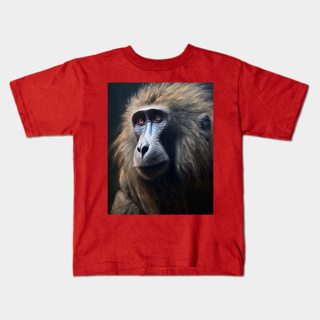 Stunning Hyperrealistic Baboon in Oil Paint Kids T-Shirt by ABART BY ALEXST 